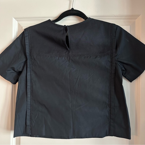 Rag & Bone Alta Cropped Knit Trim Blouse - Picture 3 of 7